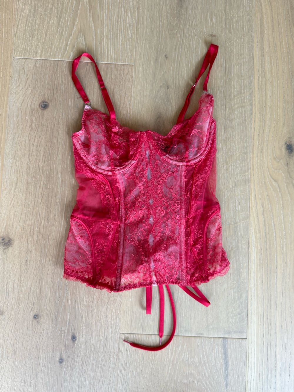 Victoria’s Secret Red/Pink Lace Bustier Corset Top